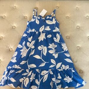 NWT Girls’ Printed Midi Dress Size 4 Blue and White